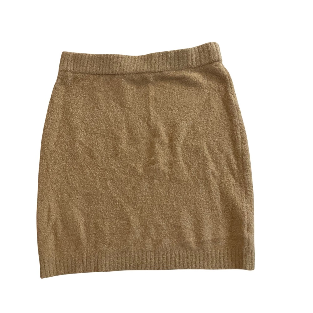 VICI Knit Mini‎ Skirt Tan Fuzzy Soft Acrylic Blend Cozy Womens Large
